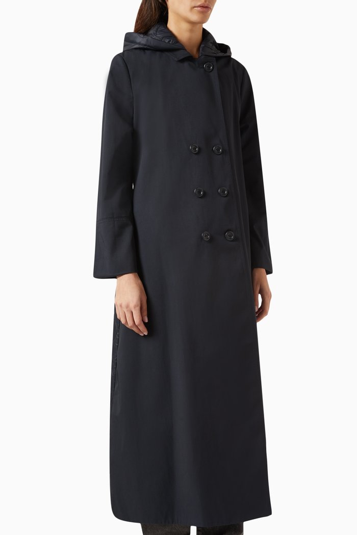 

Padded Logo Long Jacket in Nylon, Blue