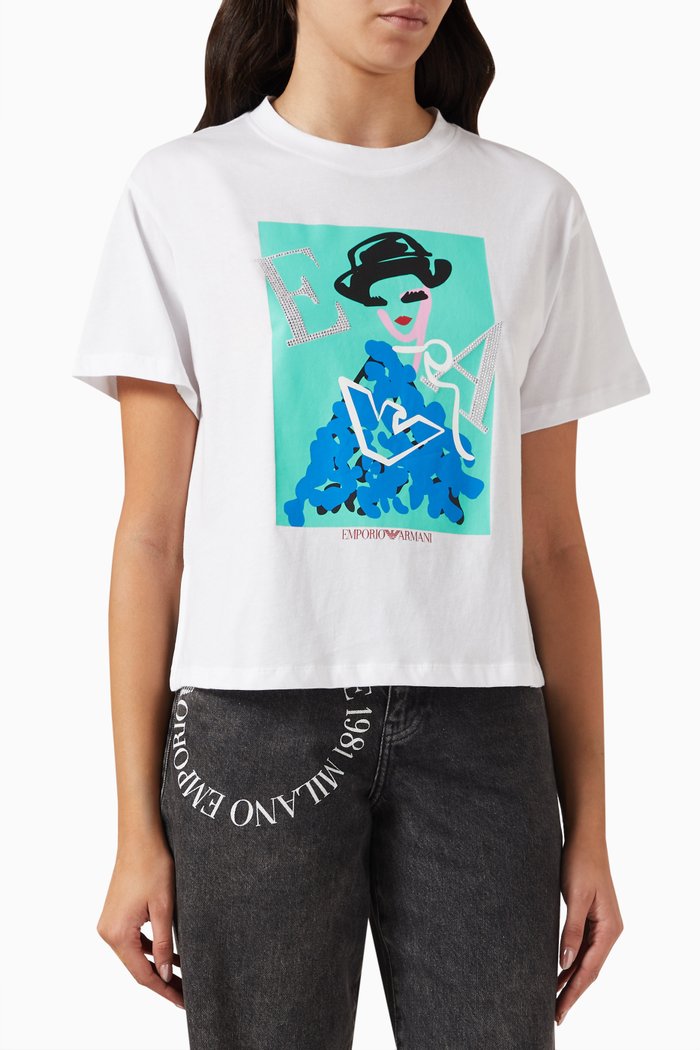 

Embellished Logo T-shirt in Organic Cotton, White