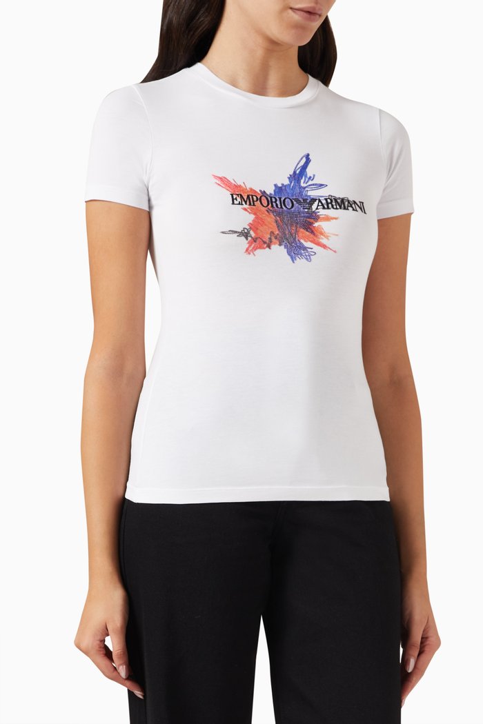 

Embroidered Logo T-shirt in Organic Cotton, White