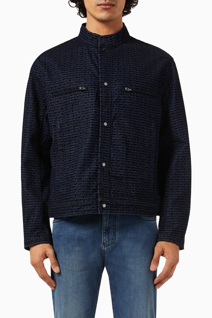 

EA Logo Jacket in Cotton Denim, Blue
