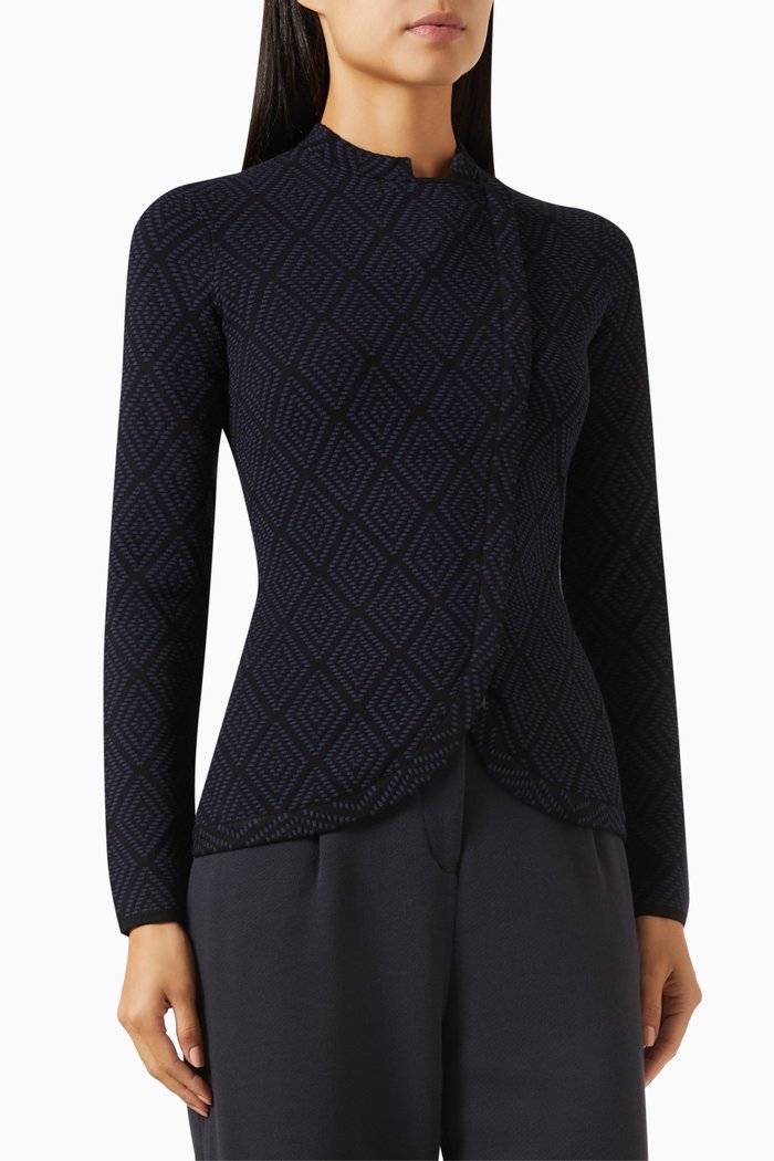 Ottoman Diamond Jacket in Jacquard, Black