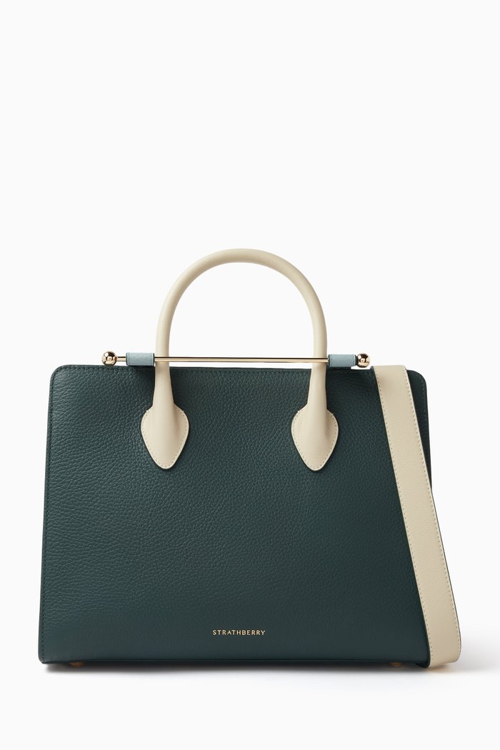 Midi Tote Bag in Leather, Green
