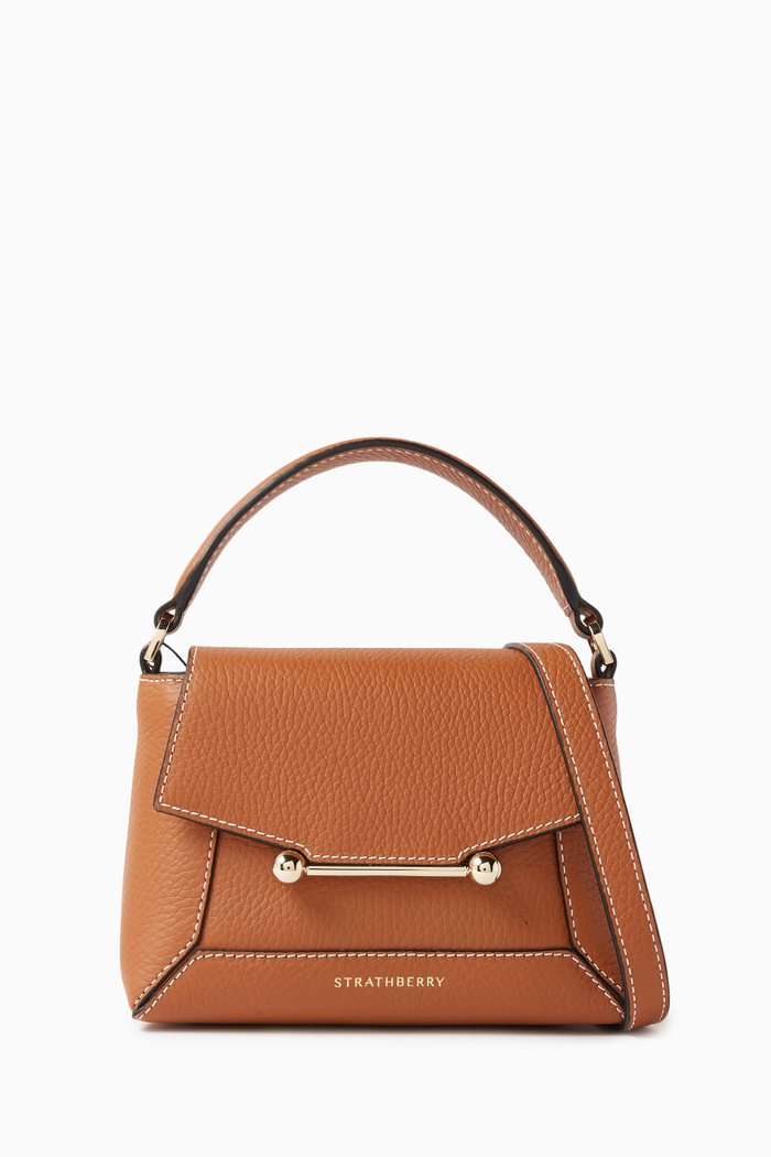 

Mini Mosaic Top-handle Bag in Leather, Brown