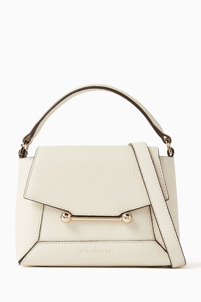 

Mini Mosaic Top-handle Bag in Leather, Neutral