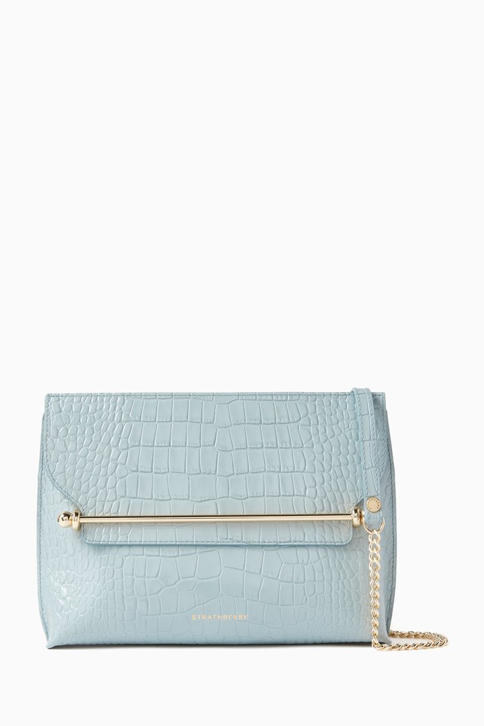 

Stylist Crossbody Bag in Snake-embossed Leather, Blue