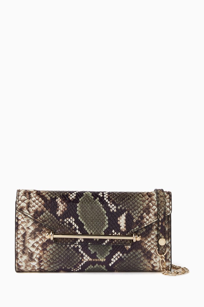 

Multrees Chain Wallet in Snake-embossed Leather, Green