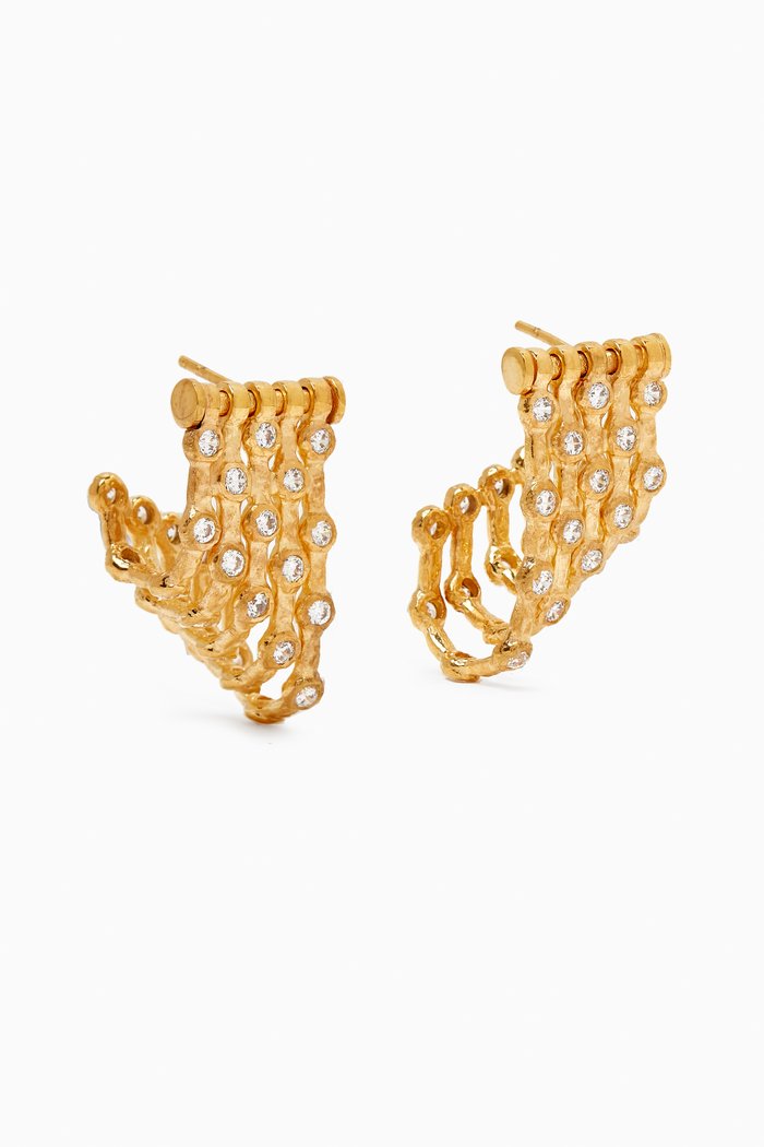 

Curved Wave Hoop Earrings in 18kt Gold-plated Brass