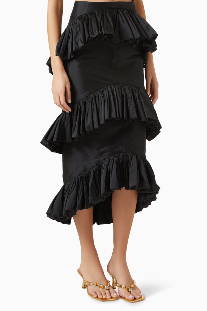 

Dune Midi Skirt in Taffeta, Black