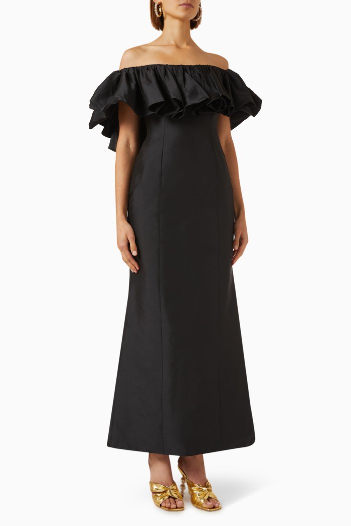 

Doux Galets Dress in Taffeta, Black