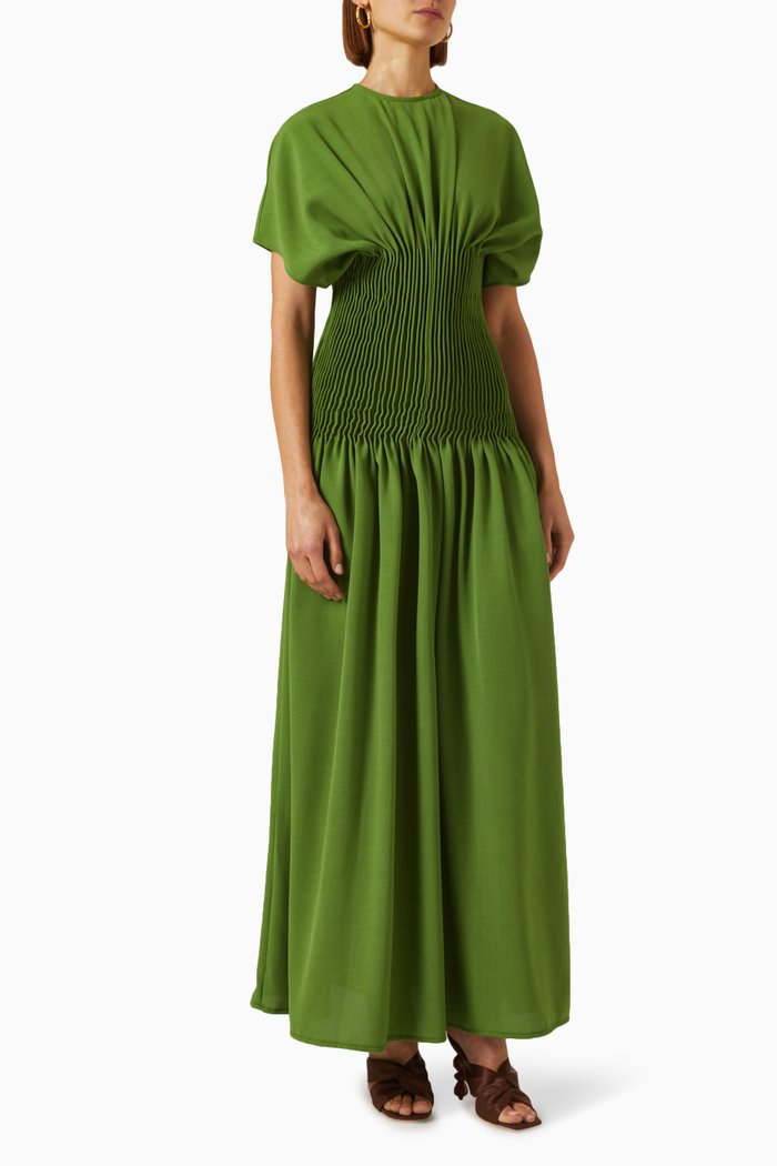 

Ocean Maxi Dress in Gabardine, Green