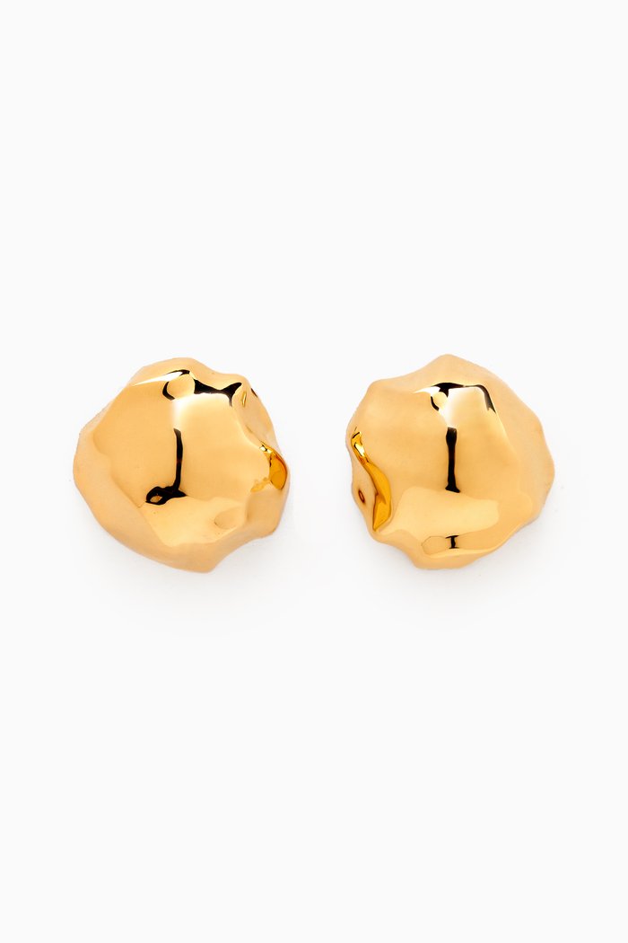 

Large Gemela Stud Earrings in 22kt Gold-plated Bronze