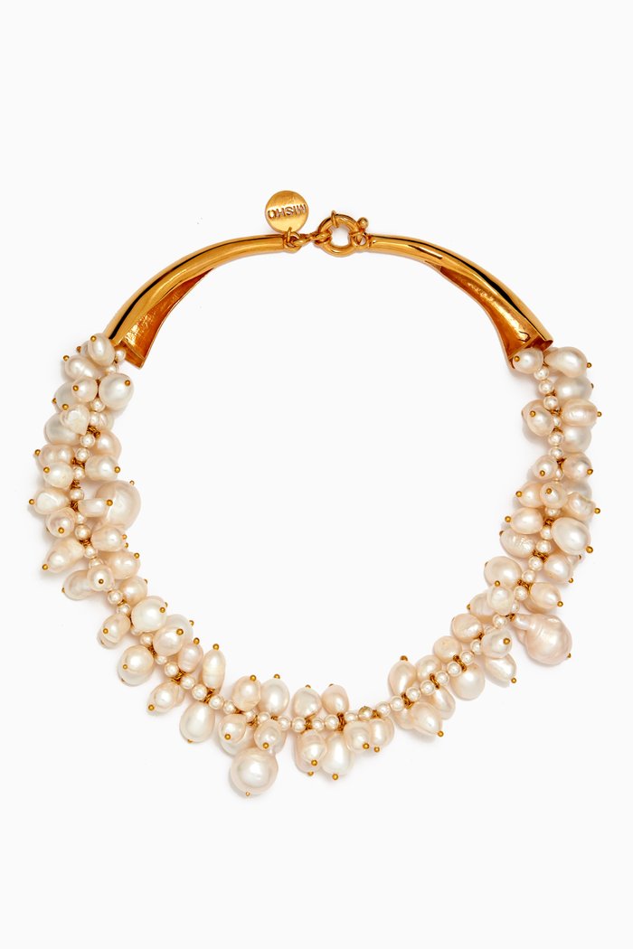 

Marina Pearl Choker in 22kt Gold-plated Bronze, White