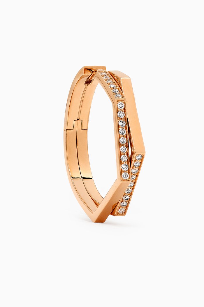 

Antifer 2 Rows Diamond Single Earring in 18kt Rose Gold, Pink