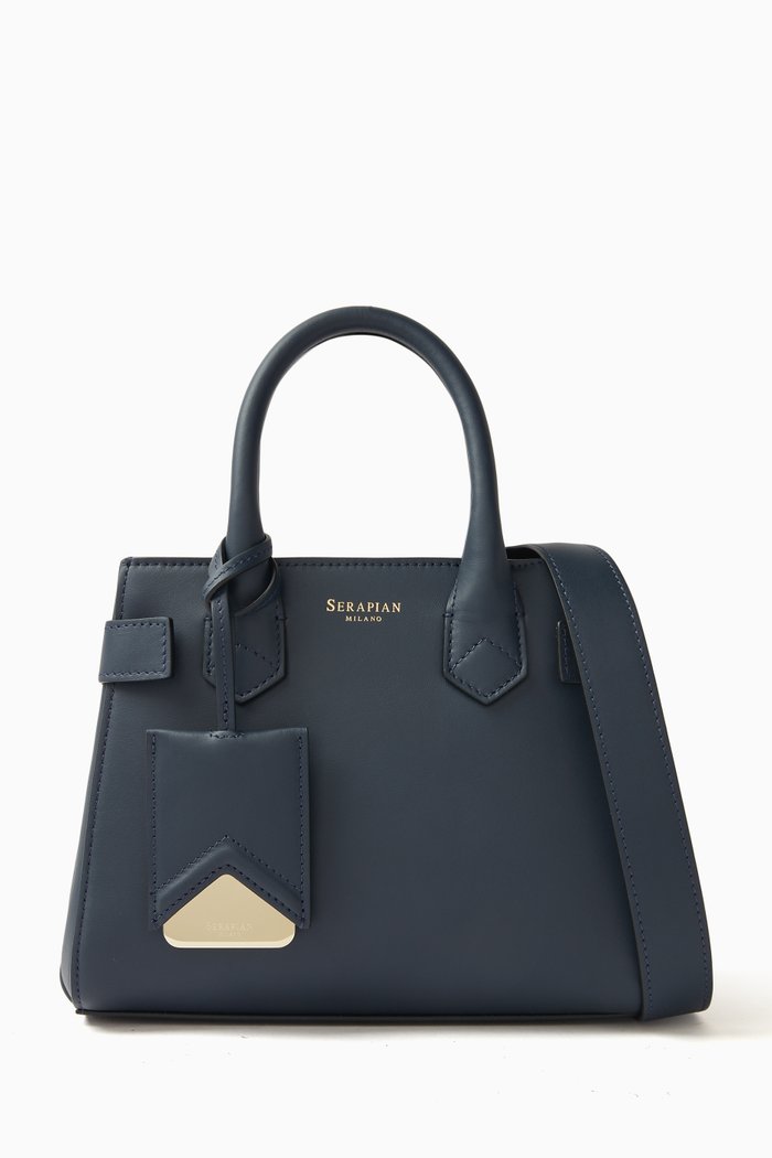 

Mini Meliné Tote Bag in Seta Leather, Blue
