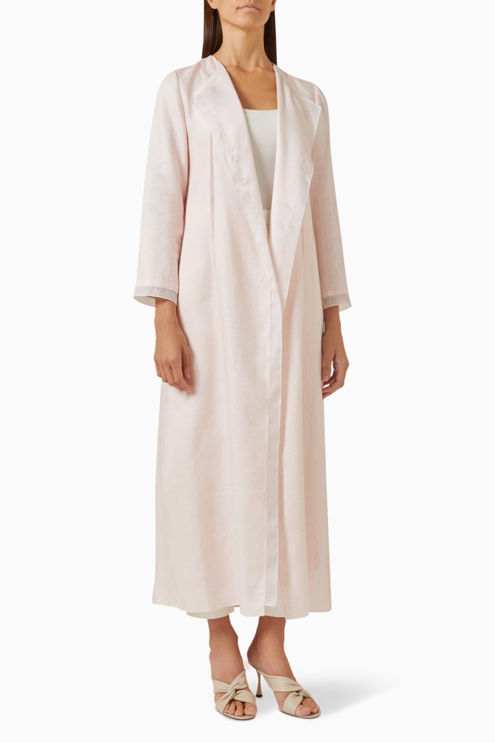 

Abaya in Linen & Organza, Pink