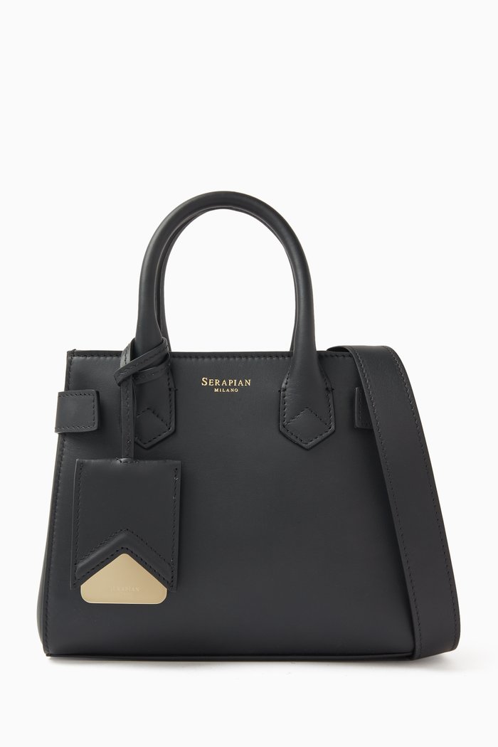 

Mini Meliné Tote Bag in Seta Leather, Black