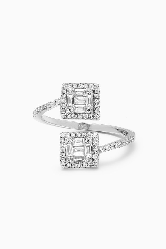 

Two-square Crystal Ring in Sterling Silver