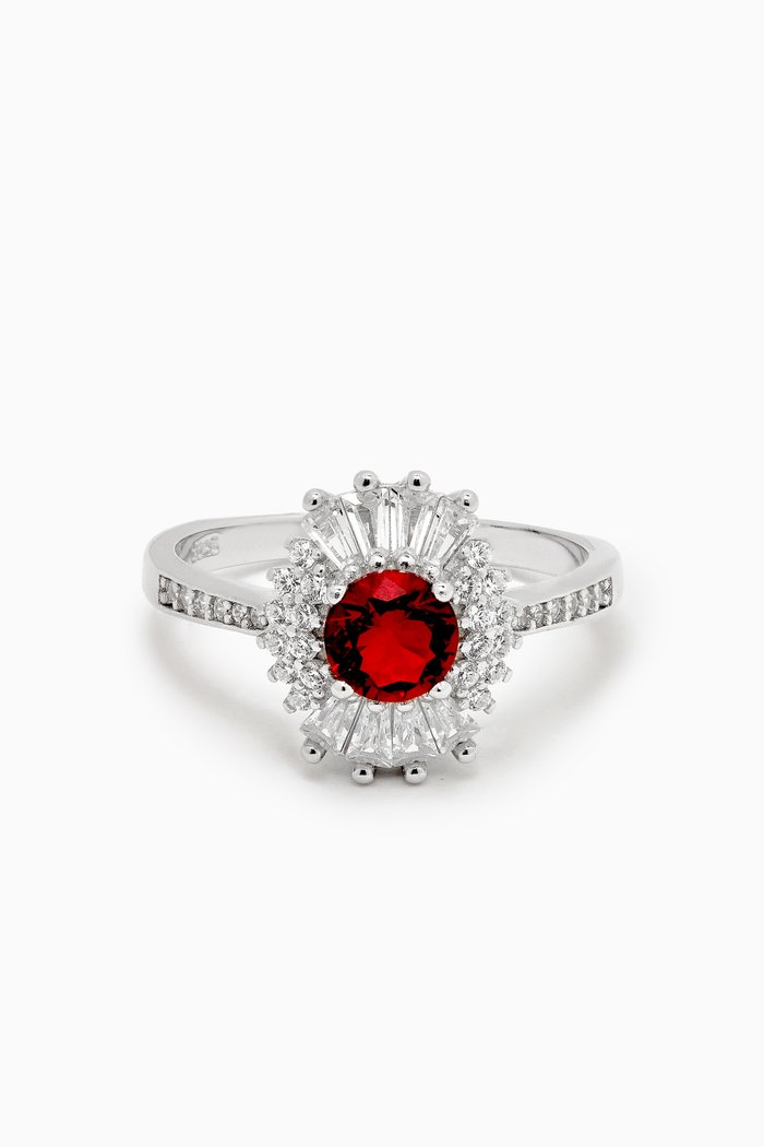 

Ruby Stone Ring in Sterling Silver, Red