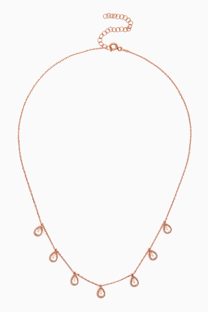 

Seven-drop Necklace in Rose Gold-plated Sterling Silver
