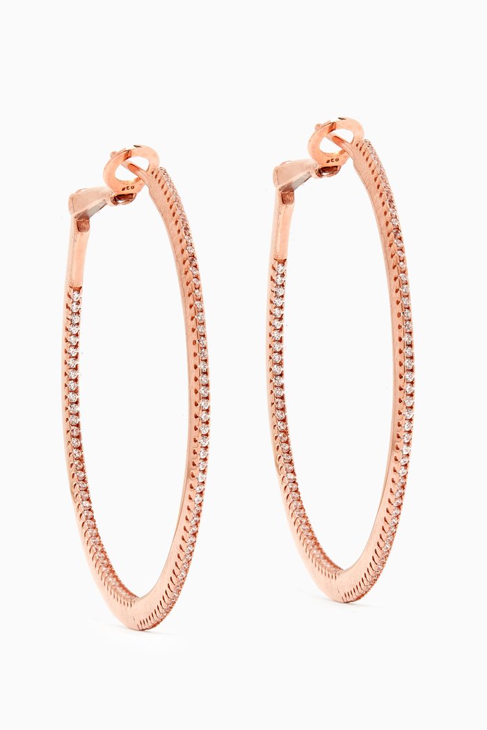 

Stone Hoop Earrings in Rose Gold-plated Sterling Silver