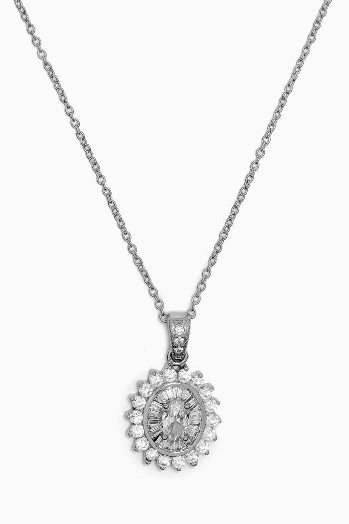 

Oval Stone Pendant Necklace in Sterling Silver
