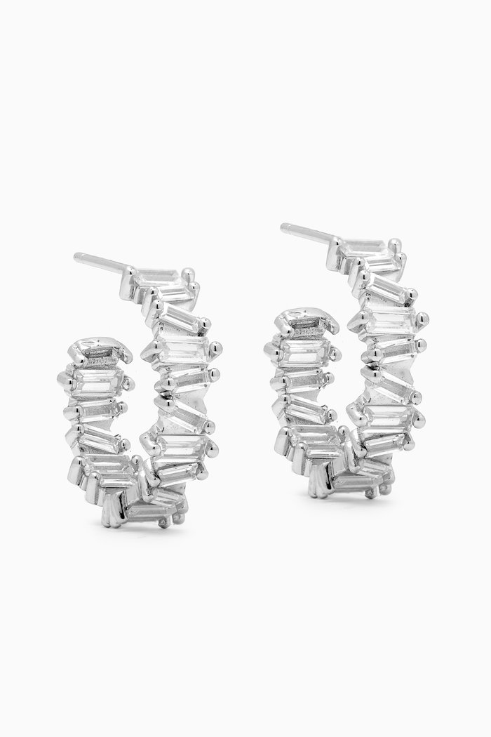 

Zigzag Stone Hoop Earrings in Sterling Silver