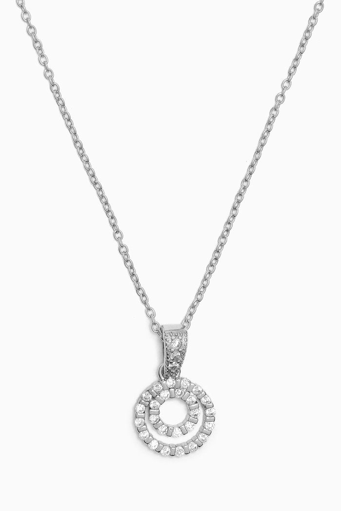 Crystal Pendant Necklace in Sterling Silver