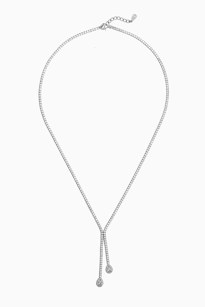 

Double Drop Stone Necklace in Sterling Silver