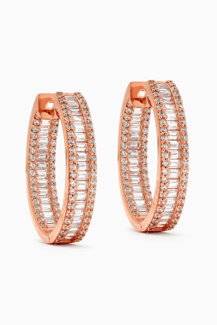 

Stone Hoop Earrings in Rose Gold-plated Sterling Silver