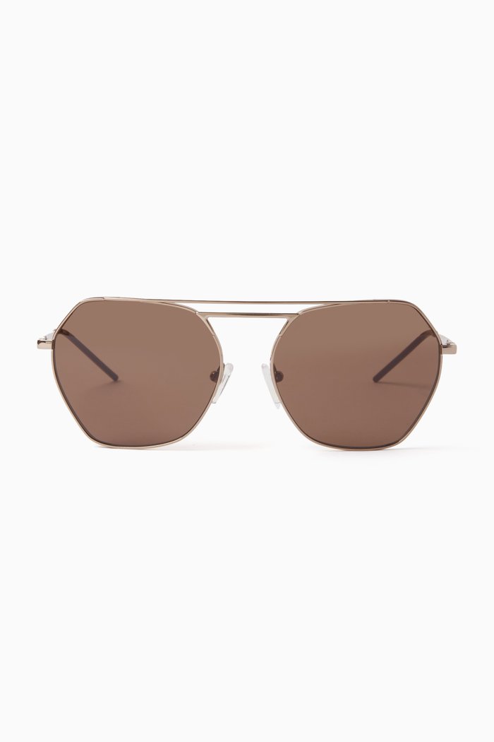 

Geometric Sunglasses in Metal, Brown
