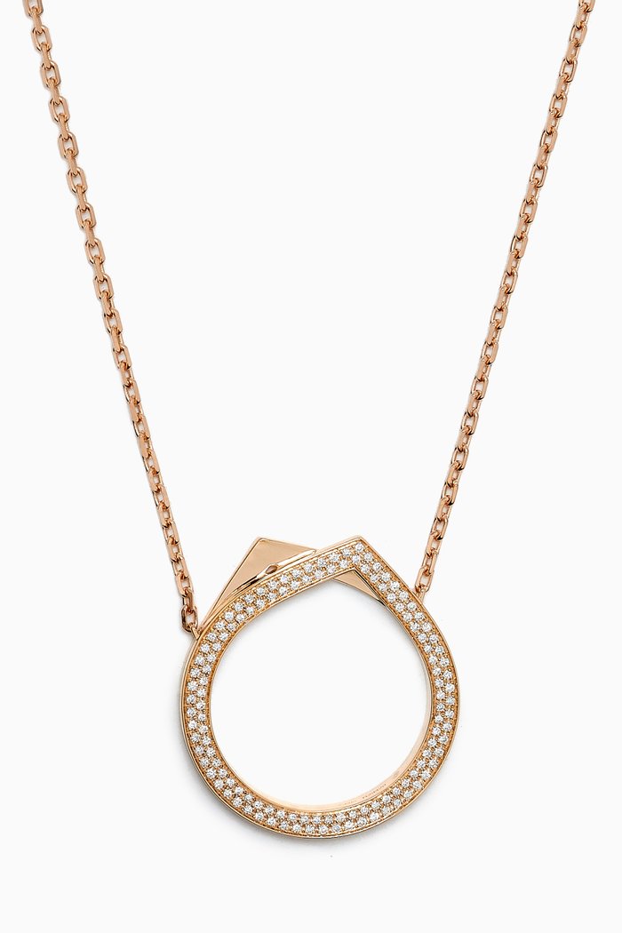 

Antifer Pavé Diamond Long Necklace in 18kt Rose Gold, Pink