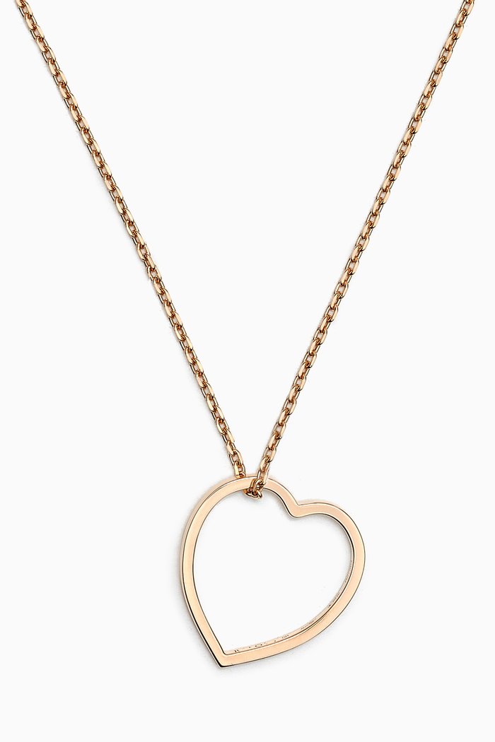 

Antifer Heart Long Necklace in 18kt Rose Gold, Pink