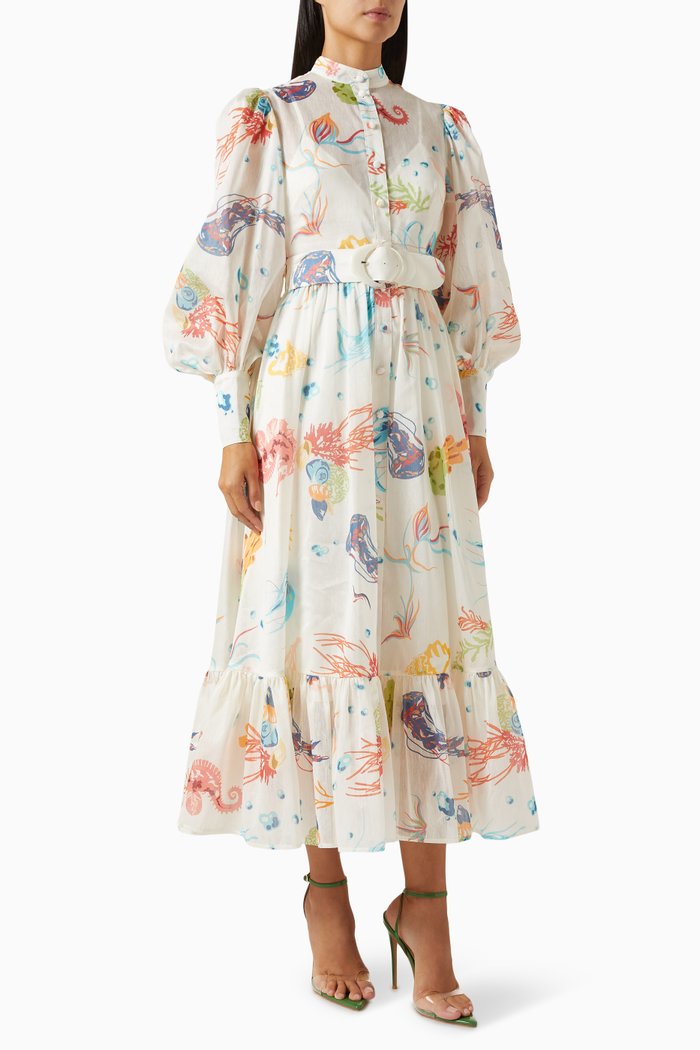 

Nayla Midi Dress in Linen Blend, White