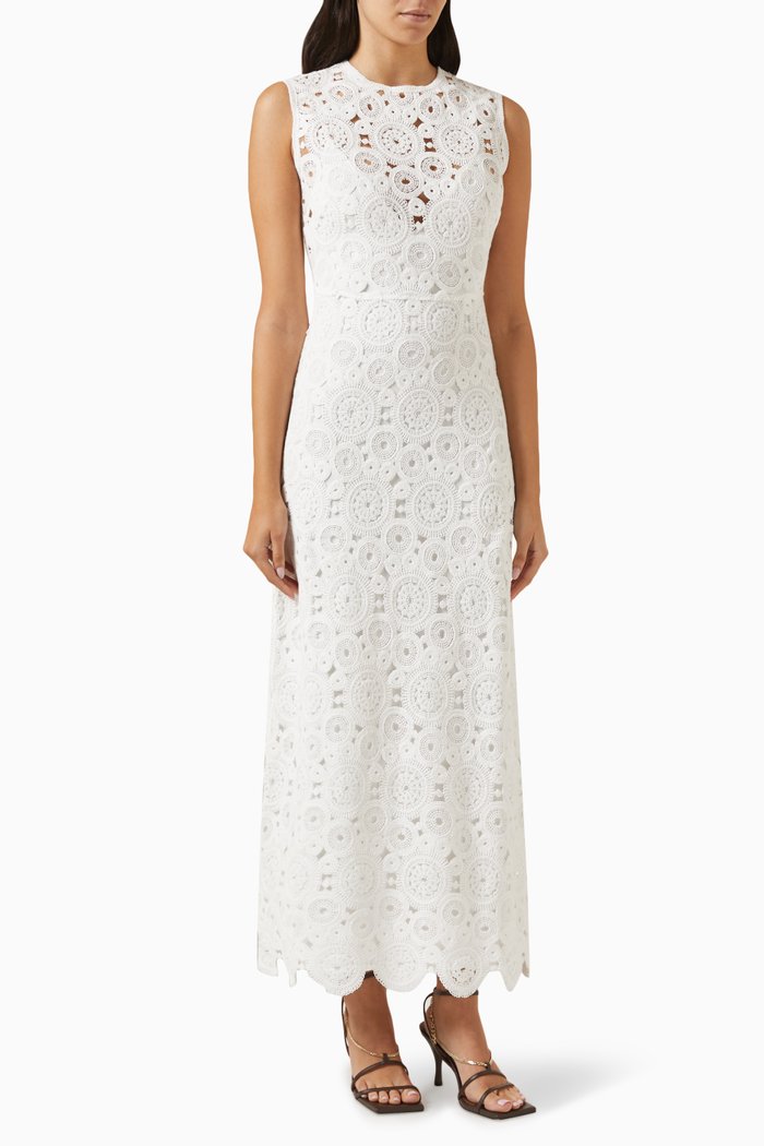

Serena Midi Dress in Crochet, White