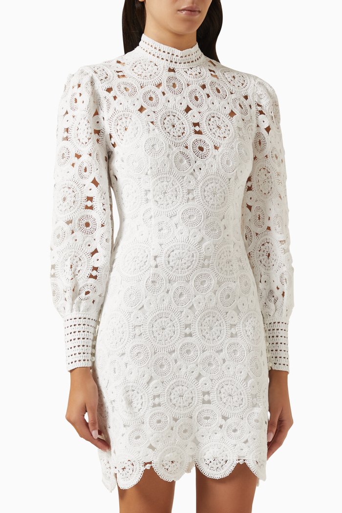 

Daisy Mini Dress in Crochet, White