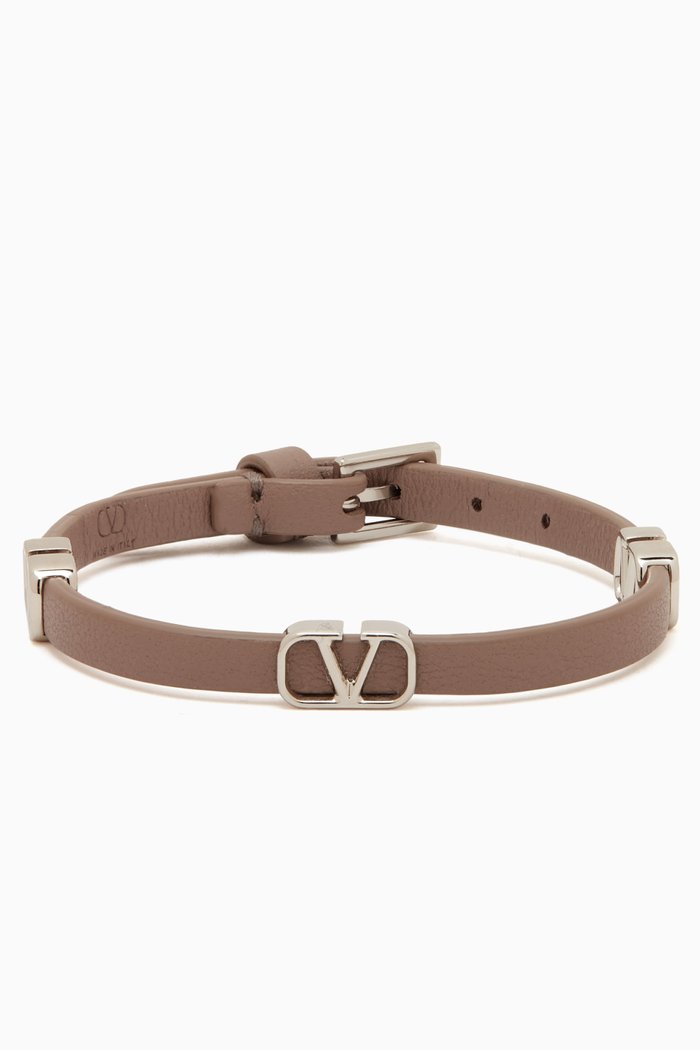 

Valentino Garavani VLOGO Bracelet in Leather, Neutral