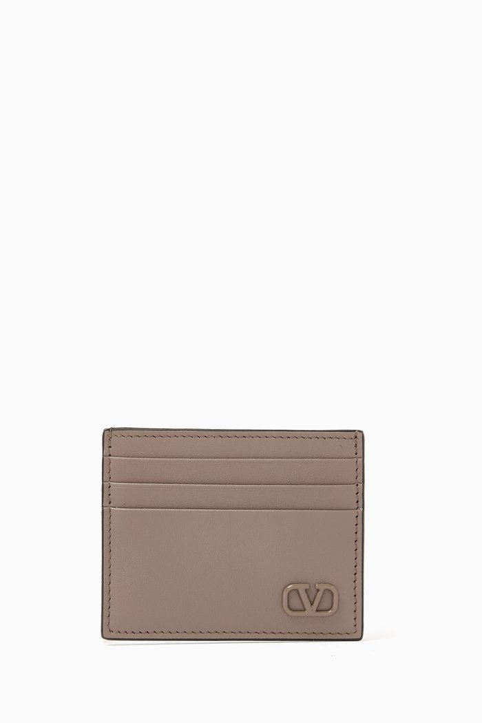 

Valentino Garavani VLOGO Signature Card Holder in Calfskin, Neutral