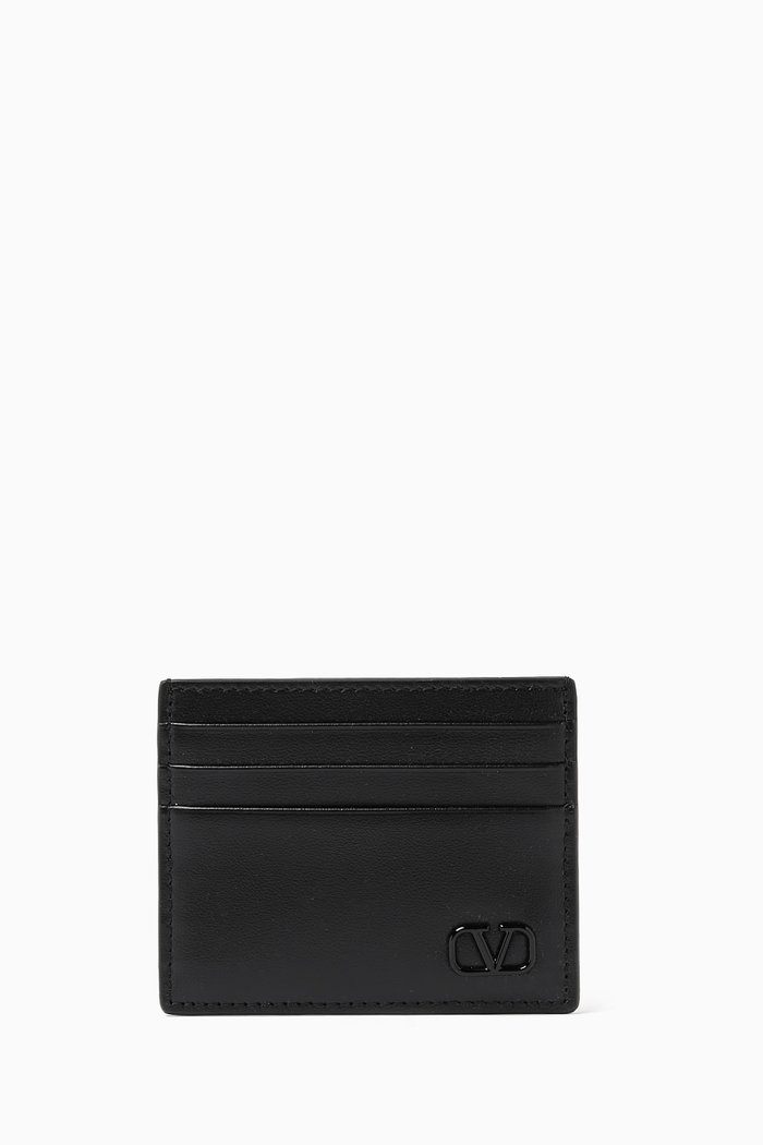

Valentino Garavani VLOGO Signature Card Holder in Calfskin, Black