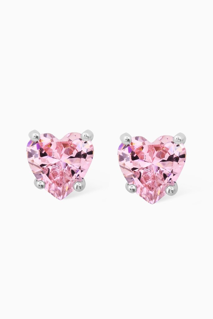 

Crystal Heart Studs in Sterling Silver, Pink