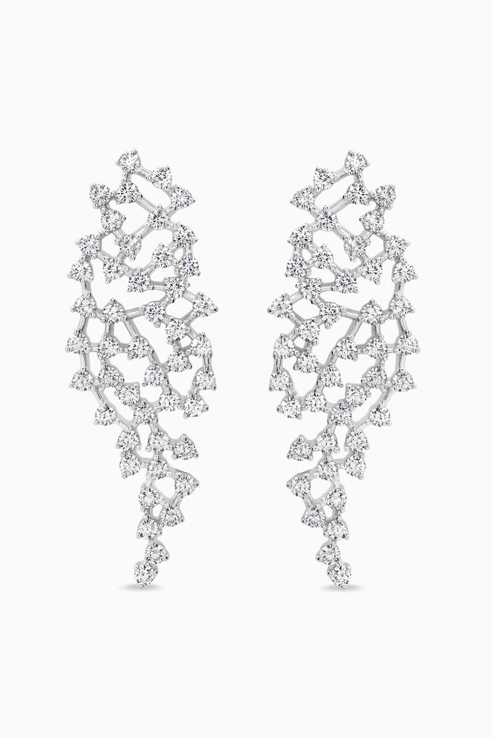 Lacey Crystal Cascading Earrings in Sterling Silver
