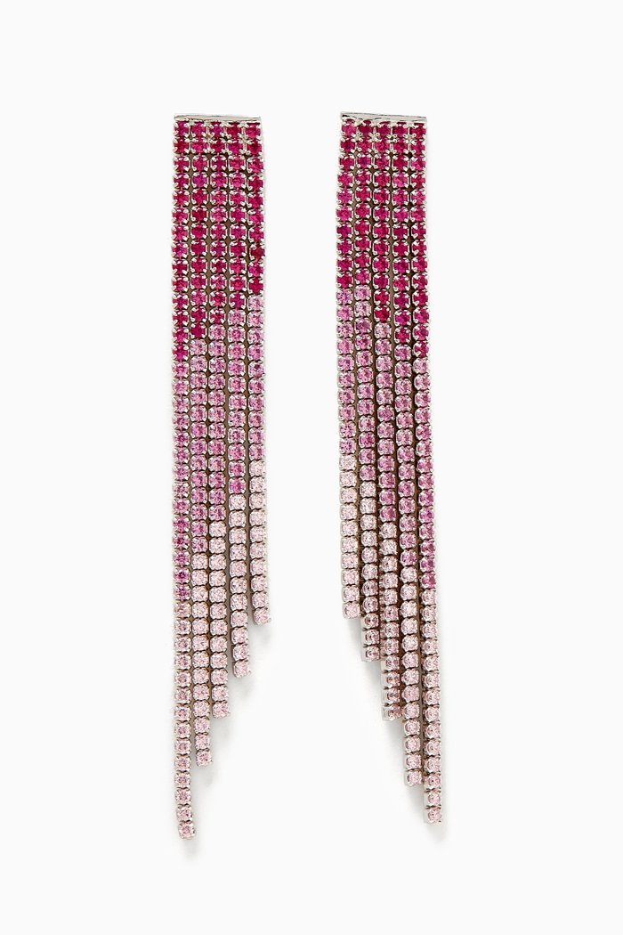 

Ombré Crystal Fringe Drop Earrings in Sterling Silver, Pink