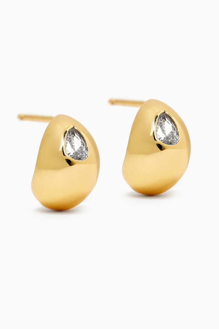 

Tear Crystal Huggies in Gold-plated Brass