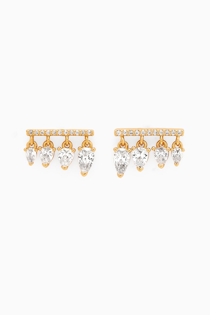 

Pavé Crystal Bar Stud Earrings in Gold-plated Brass