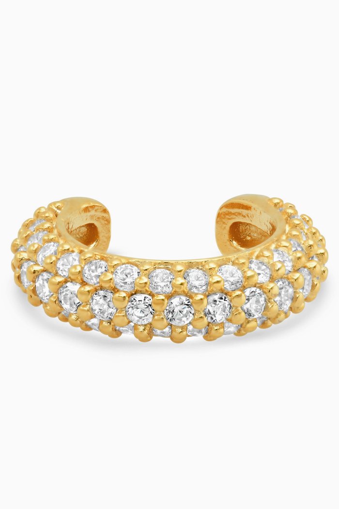 

Pavé Crystal Single Ear Cuff in Gold-plated Brass