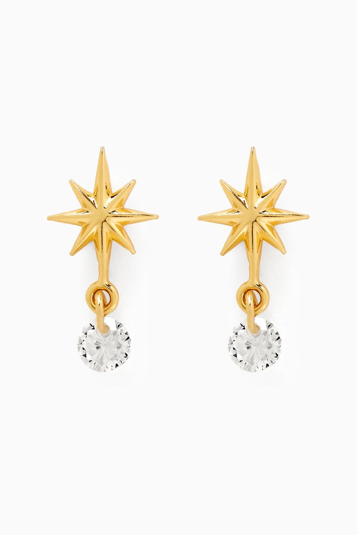 

Starbust Crystal Drop Earrings in Gold-plated Brass