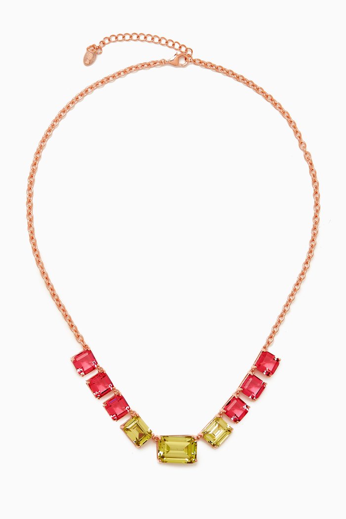 

Chunky Emerald-cut Necklace in Gold-vermeil, Multicolour
