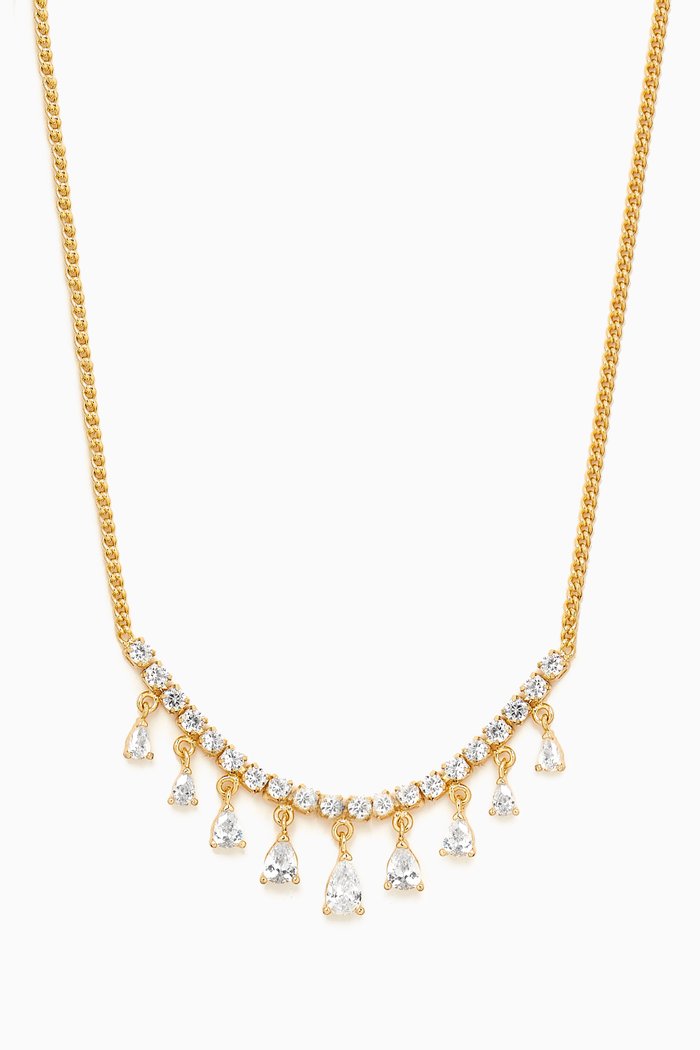 

Dangling Crystal Necklace in Gold-plated Brass