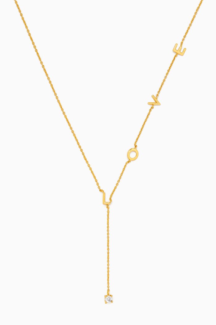 

Love Crystal Y-chain Necklace in Gold-plated Brass