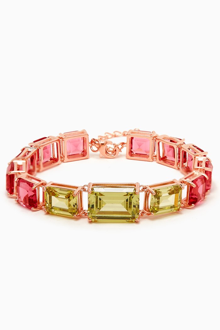 

Chunky Emerald-cut Bracelet in Gold-vermeil, Multicolour
