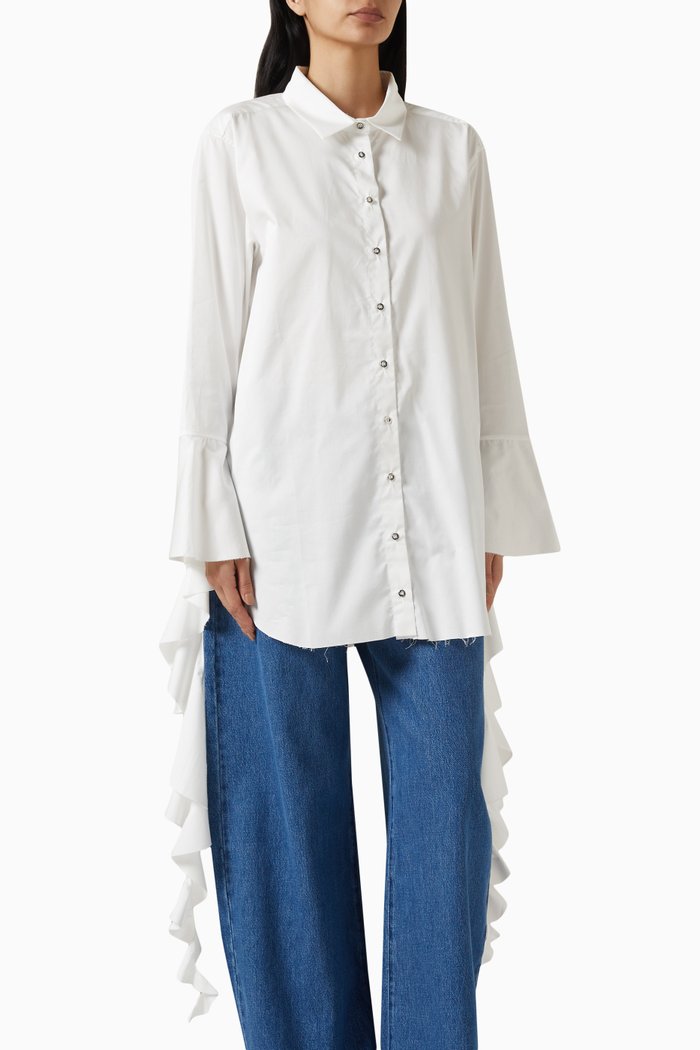 

Flounce Cuff Shirt, White